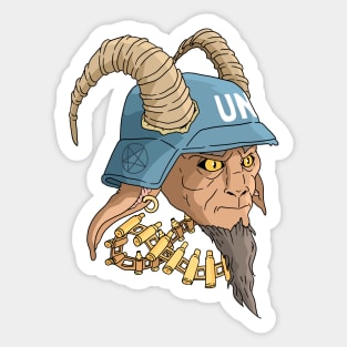 blue helmet devil Sticker